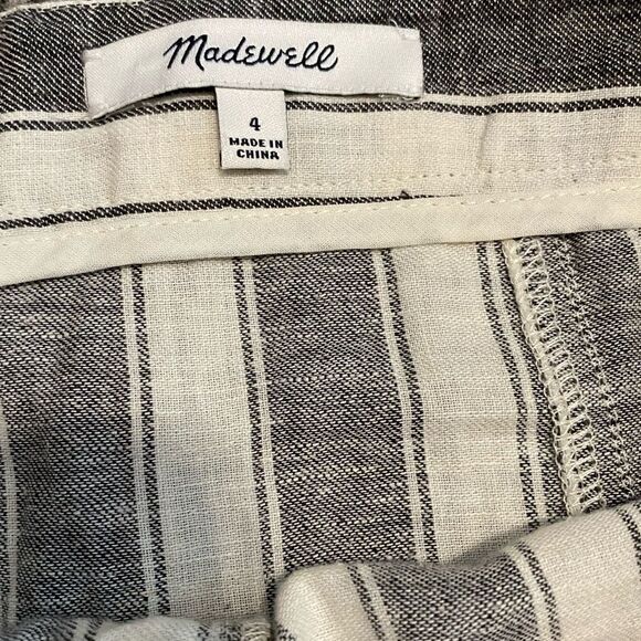 Madewell Gray & White Linen Striped Lace Up Skirt 4 - Picture 7 of 8